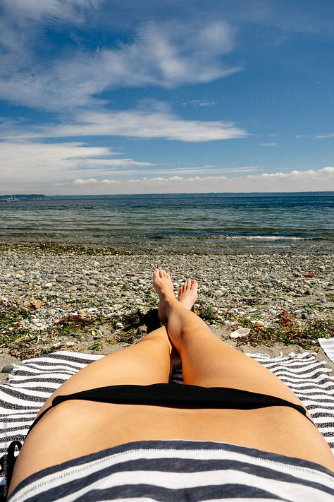 POV UGC woman wearing a bathing suit laying in the sunshine on Elgon beach during summer vacation on the Washington coast. Washington Coast, Laying On The Beach, Beach Beauty, The Sunshine, Summer Vacation, Bathing Suit, Summer Beach, Bathing Suits, The Beach