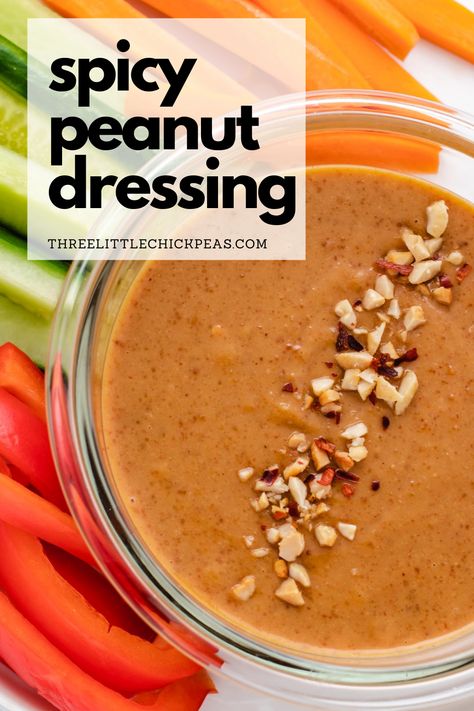 Spicy Peanut Dressing, Vegan Salad Dressing Recipes, Oil Free Salad Dressing, Vegan Appetizers Recipes, Oil Free Vegan Recipes, Vegan Salad Dressing, Spicy Salad, Vegan Summer Recipes, Peanut Dipping Sauces