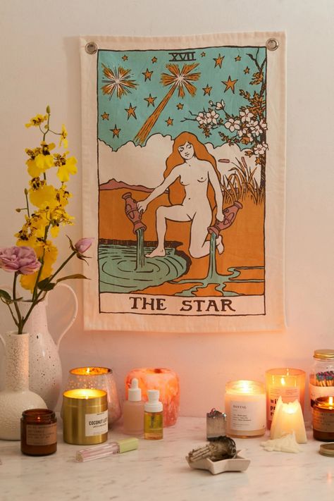 Tarot Flag Tapestry the Sun Moon & Star Bohemian Cotton - Etsy Vintage Tarot Cards, Vintage Tarot, Small Tapestry, Simple Bed, Dorm Bedding, Hanging Tapestry, My New Room, Tapestry Wall Hanging, Stars And Moon