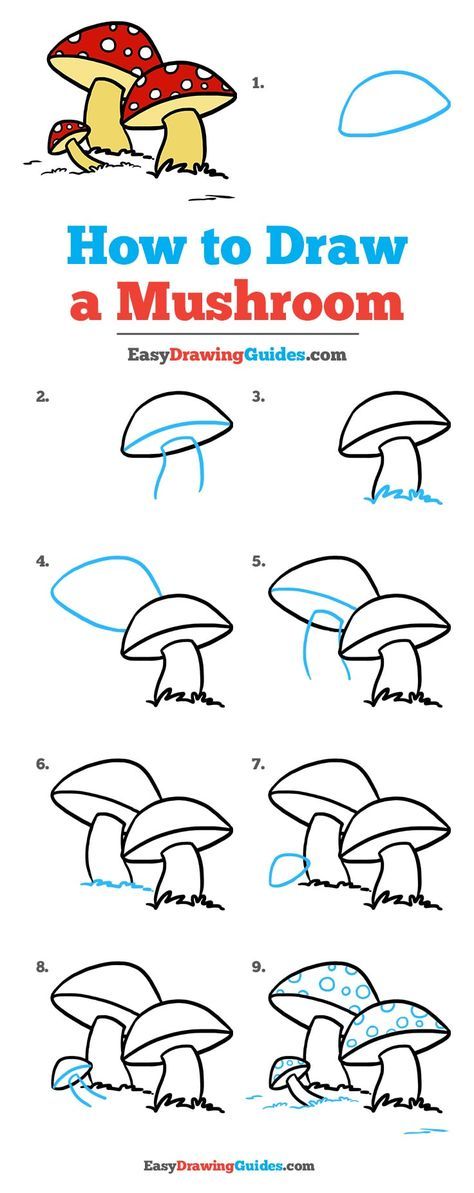 Learn How to Draw a Mushroom: Easy Step-by-Step Drawing Tutorial for Kids and Beginners. #Mushroom #DrawingTutorial #EasyDrawing See the full tutorial at https://easydrawingguides.com/how-to-draw-a-mushroom/. Draw A Mushroom, Doodle Art For Beginners, Arte Doodle, Mushroom Drawing, Easy Drawing Tutorial, Drawing Tutorials For Kids, Drawing Tutorial Easy, Drawing For Beginners, Guided Drawing