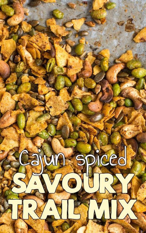 Cajun spiced savoury trail mix – Easy Cheesy Vegetarian Cajun Trail Mix Recipe, Flavor Flave, Homemade Trail Mix Recipes, Simple Vegetarian Recipes, Roasted Edamame, Healthy Trail Mix, Cajun Spice Mix, Recipes Spicy, Easy Cajun