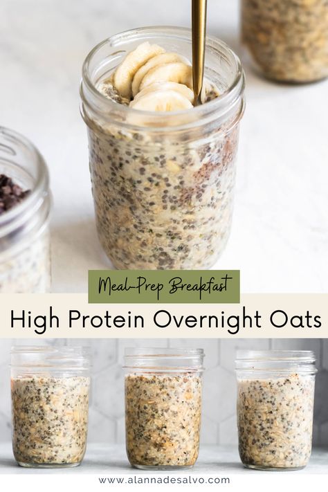 Overnight Oats Protein Powder, High Protein Overnight Oats, Dairy Free Overnight Oats, Overnight Oats In A Jar, Blueberry Overnight Oats, Dairy Free Protein, Protein Overnight Oats, Chia Overnight Oats, Vegan Overnight Oats