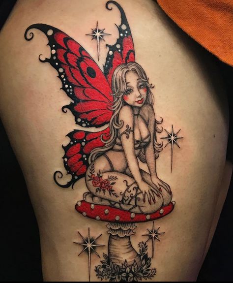 Small Dope Tattoos, Nature Tattoo Ideas, Arm Sleeve Tattoos For Women, Pin Up Girl Tattoo, Cool Nature, Floral Thigh Tattoos, Blue Rose Tattoos, Fairy Tattoo Designs, Butterfly Tattoos For Women