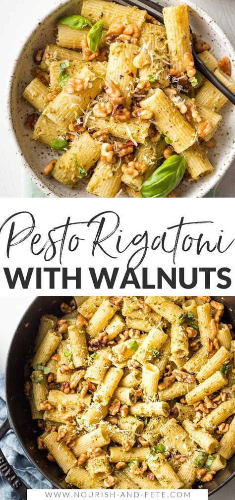 Pesto Rigatoni, Walnut Recipes, Healthy Zucchini, Salmon Pasta, Tomato Pesto, Quick Weeknight Meals, Toasted Walnuts, Easy Pasta Recipes, Pesto Pasta