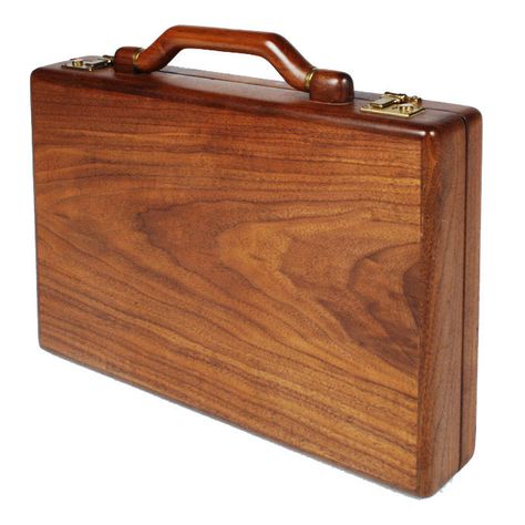 Custom Wooden Attache Case by Jeffrey Benjamin | From a unique collection of antique and modern trunks and luggage at https://www.1stdibs.com/furniture/more-furniture-collectibles/trunks-luggage/ Wooden Briefcase, Trunks Luggage, Wooden Bag, Got Wood, Wood Shop Projects, Wood Book, Small Wood Projects, Brass Fittings, Wooden Case