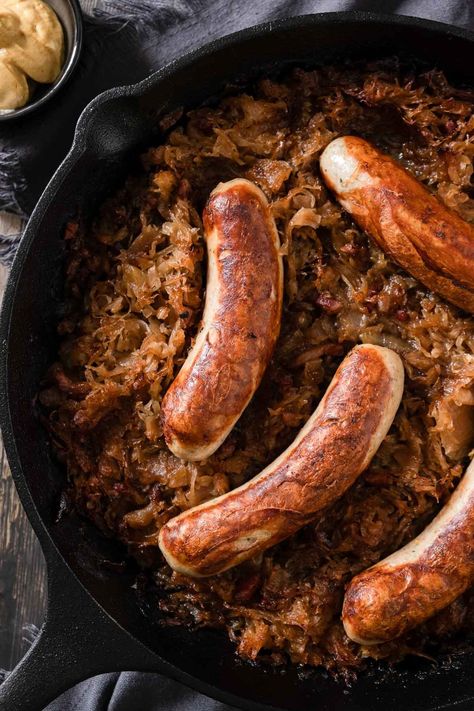 Bratwurst Sausage And Sauerkraut - The Peasant's Daughter Braised Sauerkraut, Bratwurst And Sauerkraut, Flowers To Attract Hummingbirds, Sausage And Sauerkraut, Hummingbird Nectar Recipe, Sausage Sauerkraut, Spiced Zucchini, Hot Dog Bun, Bratwurst Recipes