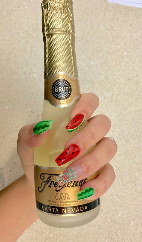 Watermelon Nail Designs, Watermelon Nail, Watermelon Nails, Dope Nail Designs, Dope Nails, Nail Design, Summer Nails, 1st Birthday, Watermelon