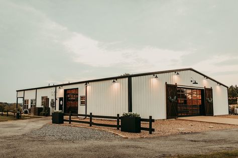 Metal Building Event Space, Homestead Wedding Venues, Metal Wedding Venue Building, Wedding Venue Ideas Modern, Farm Venue Ideas, Barn For Events, Building A Wedding Venue Business, Barndominium Wedding Venue Ideas, Pole Barn Wedding Venues