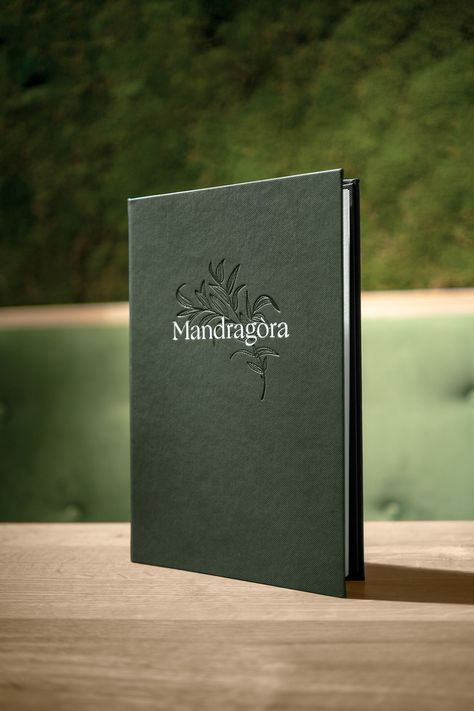 Mandragóra Restaurant :: Behance Menu Design Layout, Menu Cover Design, Restaurant Menu Covers, Book Restaurant, Cover Design Inspiration, Coffee Shop Branding, Restaurant Themes, Front Cover Designs, Collateral Design