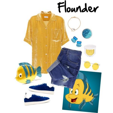 Flounder Disneybound Male Disneybound, Mermaid Disneybound, Flounder Costume, Mermaid Outfits, Little Mermaid Outfit, Disney Attire, Cosplay Clothes, Disney Bounds, Disney Outfit