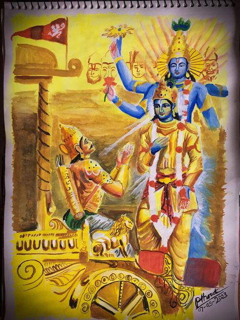 #lordkrishna #arjun #mahabharat #pinterest #my #painting Krishna Mahabharat Painting, Canvas Painting Background Ideas, Mahabharat Paintings, Mahabharat Drawing, Arjun Mahabharat, Gita Jayanti, Gotham City Skyline, Cartoons Krishna, Aesthetic Door