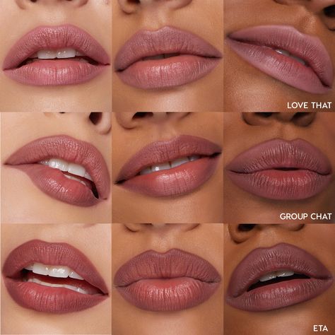 Plump your pout with this nude + rose trio 🌹 Cool Toned Lip Combo, Lip Colors For Skin Tone, Natural Lip Fillers, Lipsticks For Brown Skin, Liner Styles, Lipstick On Brown Skin, Nude Lip Liner, Plumper Lips, Fall Lips