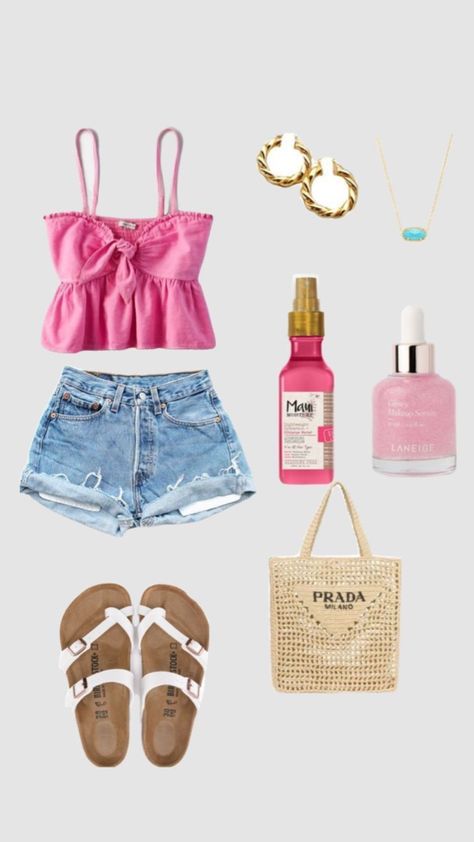 #outfitinspo #summer #preppy #trending #outfit #inspo #pink Preppy Vacation Outfits, Outfit Inspo Pink, Pink Summer Outfits, Preppy Vacation, Beachy Outfits, Preppy Summer Outfits, Summer Vacation Outfits, Outfit Layout, Stylish Summer Outfits