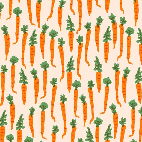 Vegetable Wallpaper, Carrot Illustration, Carrot Pattern, Fresh Carrots, Vegetable Illustration, Fabric Inspiration, Love Garden, Decor Items, Surface Pattern Design