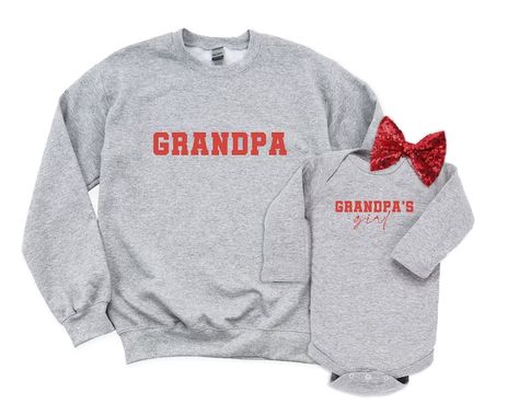 Grandpa & Grandpa's Girl Sweatshirts. Valentines Day Gift - Etsy Bosnia and Herzegovina Dad And Baby Girl, Red Bow Hair, Baby Valentines Day Outfit, New Dad Gift, Dad And Baby, Outfit Matching, Dad Baby, Girl Dad, Matching Sweatshirts