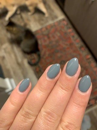 Fall Nails Oval Short, Gel Almond Nails Natural, Easy Nail Designs Round Nails, Round Pointy Nails Shape, Tapered Round Nails, Cute Short Almond Shaped Nails, Pointy Round Nails, September Oval Nails, Rounded Pointy Nails