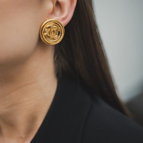 Vintage Chanel Logo Earrings Chanel Logo Earrings, Vintage Chanel Earrings, Jennifer Gibson, Chanel Logo, Chanel Earrings, Chanel Vintage, Vintage Jewels, Timeless Treasures, Earrings Vintage