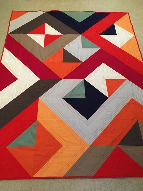 Ryan’s quilt Ghastlies Quilts, Neutral Quilt, Triangle Quilts, Quilt Modern, Half Square Triangle Quilts, Quilt Square, Geometric Quilt, Amish Quilts, Contemporary Quilts