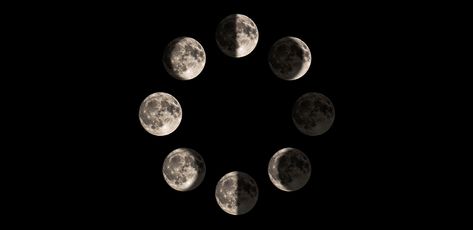 A guide to the 8 phases of the moon Phases Of The Moon Wallpaper, 8 Phases Of The Moon, The Moon Wallpaper, Cheshire Cat Smile, New Moon Phase, Moon Orbit, Old English Words, Moon Reading, Lack Of Focus