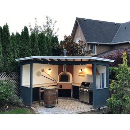 Pizza Oven Outdoor Kitchen, Backyard Storage Sheds, Brick Pizza Oven, Outdoor Kitchen Decor, Outdoor Kitchen Bars, Backyard Storage, Outdoor Kitchen Appliances, Back Garden Design, Outdoor Oven