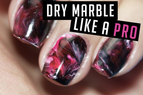 Dry Marble/Smoosh Nails tutorial using plastic wrap! Dry Marble Nail Art, Marbling Nails, Vday Nails, Water Marbling, Marble Nail, Nail Art Techniques, Black Nail Art, Marble Nail Art, Nails Tips