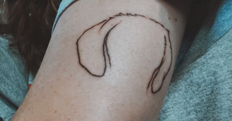 Dachshund Ear Tattoo, Dachshund Ear Outline Tattoo, Dog Ear Outline Tattoo With Flowers, Dachshund Ears Tattoo, Dog Tattoo Ear Outline, Dog Ear Outline Tattoo Placement, Dachshund Head Outline Tattoo, Dachshund Tattoo, Head Tattoos