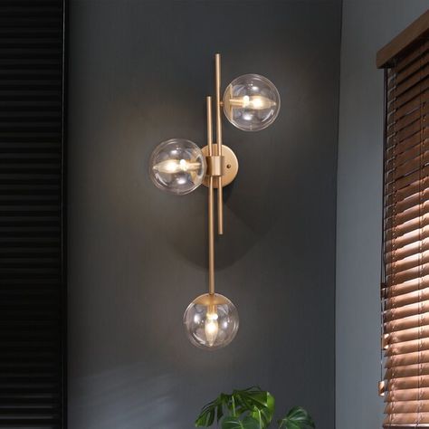 Everly Quinn Penovich 3 - Light Dimmable Armed Sconce & Reviews | Wayfair Lighting Chandelier, 3 Light Chandelier, Globe Chandelier, Glass Bathroom, Glass Lamp Shade, Ffa, Linear Chandelier, Lighting Products, Contemporary Home Decor