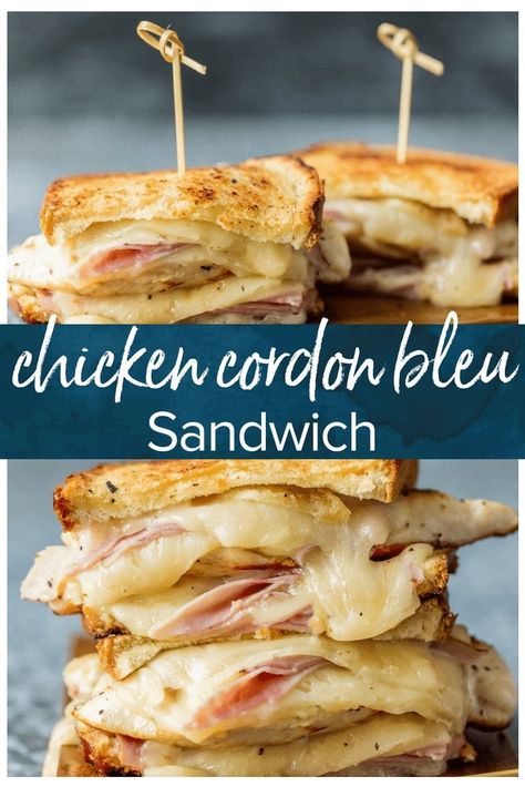 Grilled Chicken Cordon Bleu, Cordon Bleu Sandwich, Chicken Cordon Bleu Sandwich, Buttered Bread, Grilled Chicken Sandwich, Chicken Sandwich Recipe, Best Sandwich Recipes, Croissant Sandwich, Lunch Healthy