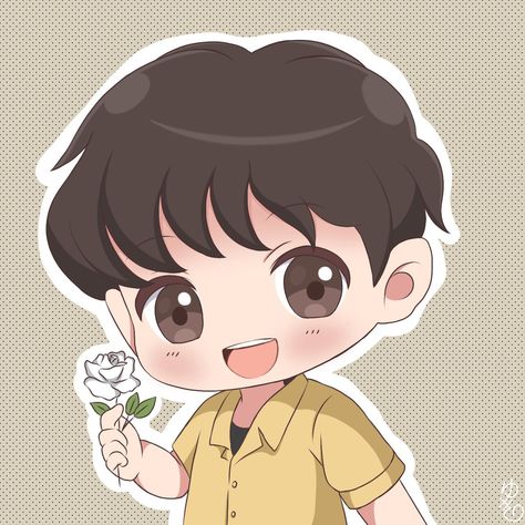 Chibi Outline, Boy Khmer, Chanyeol Fanart, Boy With Flowers, Exo Fanart, Beautiful Night Images, Reference Art, Baby Drawing, Night Images