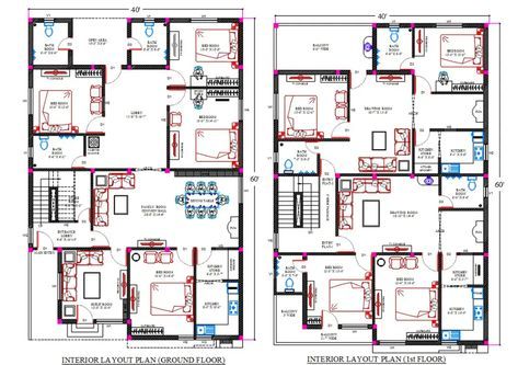 40x60 House Plan, 40×60 House Plans, 40x60 House Plans, Drawing House Plans, South Facing House, Compound Wall Design, 2bhk House Plan, Layout Plan, Plans Architecture