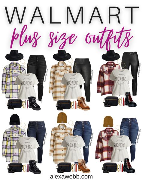 Plus Size Shacket Outfit with Walmart - Alexa Webb Black Leggings Outfit Fall Plus Size, Plus Size Rainy Day Outfit Work, Plus Size Plaid Shirt Outfit Fall, Plus Size Shacket Outfit, Fall Outfit Ideas Plus Size, Plaid Shacket Outfit Women, Plus Size Shacket, Shacket Outfits, Shacket Outfit Women