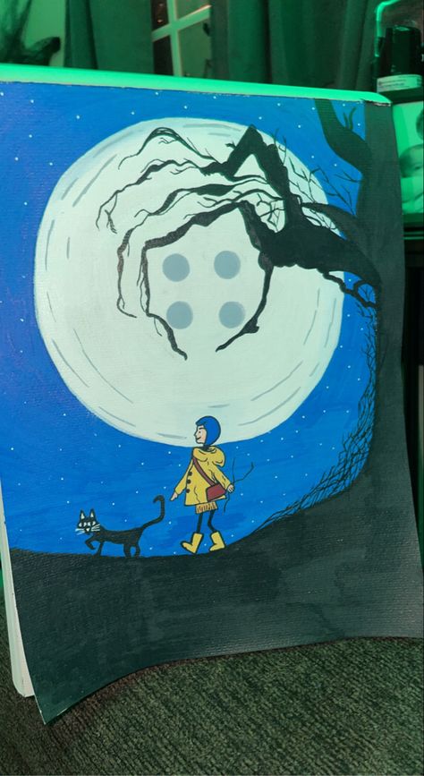 Disney Paintings Easy, Coraline Painting, Movie Canvas Painting, Paintings Easy, Disney Paintings, 80s Movies, Movie Themes, Old Disney, Paint Ideas