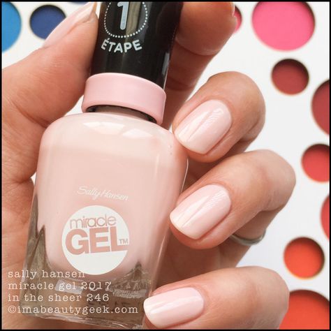 Sally Hansen In the Sheer _ Sally Hansen Miracle Gel Swatches Fall 2017 Sally Hansen Gel Nail Polish, Sally Hansen Miracle Gel Colors, Sally Hansen Gel Nails, Sally Hansen Gel Polish, Sally Hansen Gel, Blush Pink Nails, Sally Hansen Nail Polish, Shellac Nail Art, Fall Nail Polish