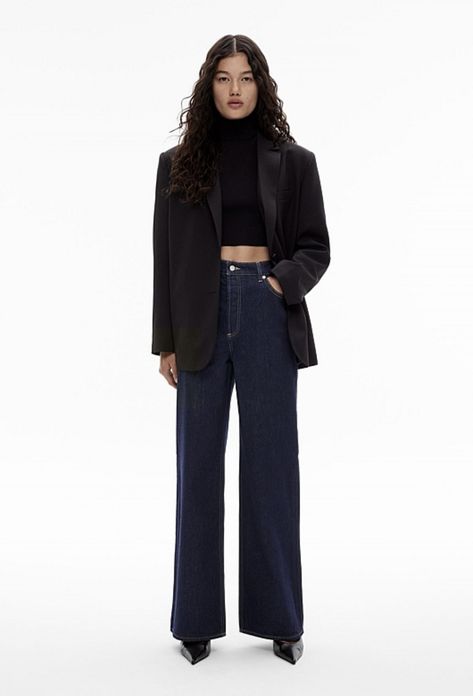 Wide Jeans Outfit, Blue Jean Outfits, Black Jeans Outfit, Indigo Jeans, High Rise Wide Leg Jeans, Maternity Coat, Winter Outfit Inspiration, Loungewear Jumpsuit, Maternity Skirt