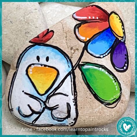 Hen Art, Coaster Ideas, Easter Paintings, Painting Parties, Rock Painting Tutorial, Painted Rock Animals, Chicken Painting, Rainbow Rocks, 7 Day Challenge