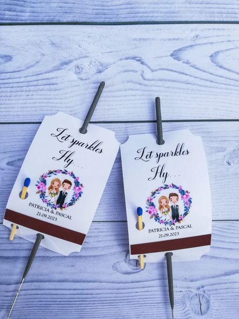 Let Sparkles Fly Wedding Sparkler Tags With Match Holder and Striker for Weddings Graduation Holiday Celebration - Etsy Romania Wedding Sparkler Tags, Sparkler Tags, Match Holder, Wedding Sparklers, Holiday Celebration, Labels & Tags, Romania, Wedding Favors, Sparkle