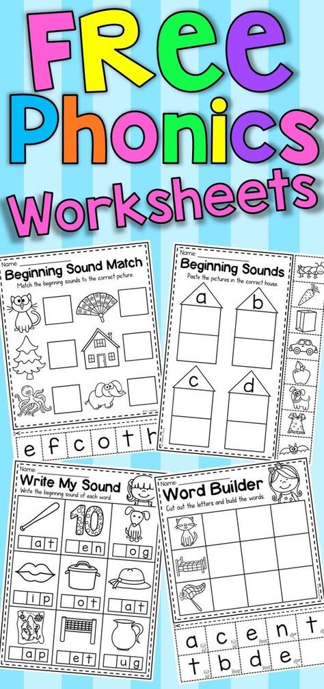 Free Phonics Worksheets, Phonics Worksheets Free, Ending Sounds, Phonics Free, Beginning Sound, Kindergarten Lesson Plans, Phonics Kindergarten, Kindergarten Lessons, Teaching Phonics