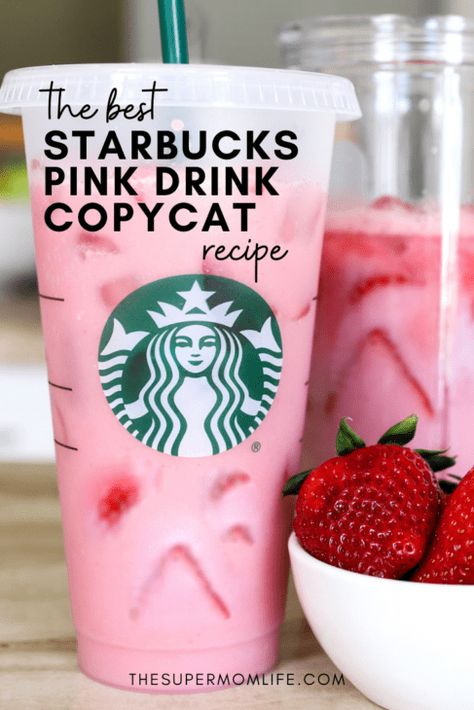 How To Make Pink Drink At Home, How To Make Starbucks Pink Drink, How To Make Pink Drink, Pink Drink At Home Recipe, The Pink Drink Starbucks, Pink Drink Ingredients, Pink Drink Starbucks Recipe, Pink Drink Recipe, Copycat Drinks