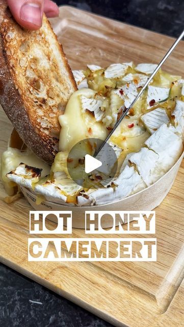 BEAUTY OF THE FEAST on Instagram: "🎄 CHRISTMAS COUNTDOWN - DAY 23 - HOT HONEY CAMEMBERT 🎄

Ingredients 

Camembert
2 cloves garlic
1 sprig rosemary
Honey 
Dried chilli flakes
Salt
Pepper

Method

- Heat oven to 180C
- Remove packaging from the Camembert according to manufacturer instructions. Some come with an oven safe dish which it can be placed back into. 
- Cut slices on the top of the cheese in a cross pattern. 
- Thinly slice the garlic and place in the cut cheese. Do the same with pieces of the rosemary using a knife to push it down into the cheese. 
- Season the top with salt and pepper. 
- Cover the top with honey followed by the chilli flakes. 
- Place in the oven according to manufacturer cooking instructions. 
- Dip bread or pigs in blankets into it! 🎄 

#camembert #cheese # Camembert Cheese Recipes, Cheese Camembert, Rosemary Honey, Cheese Christmas, Pigs In Blankets, Salt Flakes, Hot Honey, Appetizer Bites, Push It