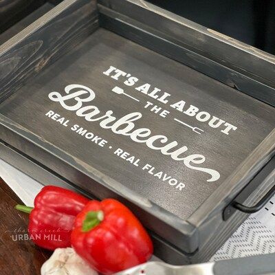 Father's Day Gift - Grill Tray, Grill Accessories, BBQ, Serving Tray, Farmhouse, Housewarming, Wedding, Gift for Him | MakerPlace by Michaels Grilling Gifts, Home Decor Baskets, Handmade Baskets, Grill Accessories, Basket Decoration, Gift For Him, Serving Tray, Gifts For Family, Fathers Day Gifts