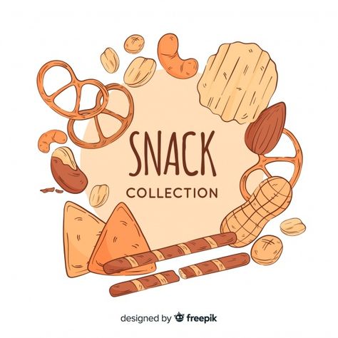 Pack of tasty snacks | Free Vector #Freepik #freevector #food #hand #kitchen #hand-drawn Snacks Images, Snack House, Healthy Food Logo, Food Logo Design Inspiration, Model Architecture, Tasty Snacks, Logo Design Inspiration Creative, Beautiful Logos Design, Food Logo Design