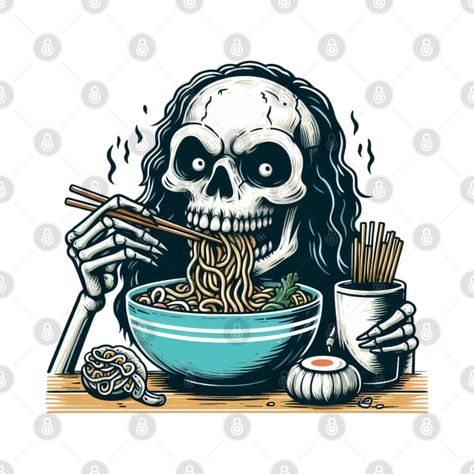 Check out this awesome 'Scary+Skull+Eating+Ramen' design on @TeePublic! Skull Eating, Ramen Design, Scary Skull, Eating Ramen, Japan Design, Case Stickers, Kids Magnets, Cool Walls, Phone Case Stickers