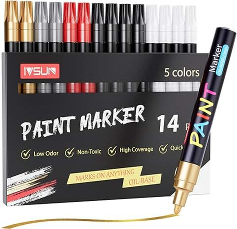 Amazon.com: Craft Supplies For Adults Oil Based Markers, Waterproof Paint, Paint Marker Pen, Art Pens And Markers, Giving Day, Glass Diy, White Pen, Paint Marker, Art Pens