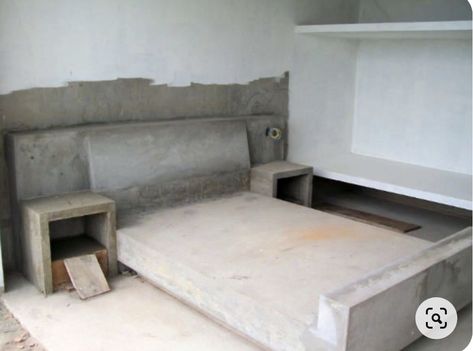 Concrete Bed, Concrete Bedroom, Granite Furniture, Marble Bed, Built In Wall Shelves, Bedroom Built Ins, Small Room Design Bedroom, Tiny House Loft, Outdoor Living Rooms