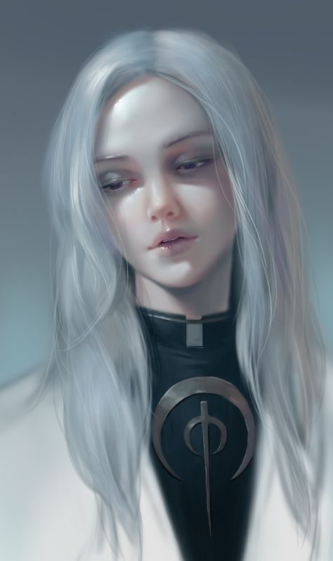 ArtStation - Moonlight, Mam BA Fantasy Portraits, Female Human, Fantasy Inspiration, Female Character Design, Art Anime, Dnd Characters, Character Portraits, White Hair, Fantasy Character Design