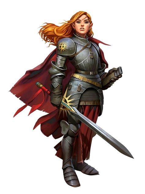 Female Half-Elf Paladin of Iomedae - Kyril - Pathfinder PFRPG DND D&D d20 fantasy Half Elf, Pathfinder Character, Female Armor, Heroic Fantasy, Idee Cosplay, Female Knight, Dungeons And Dragons Characters, Fantasy Armor, Fantasy Warrior