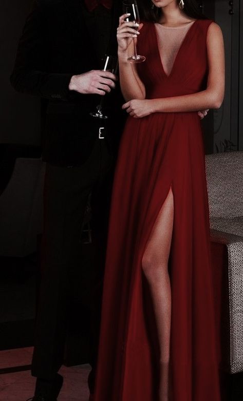 Classy Couple, Cora Reilly, Classy Aesthetic, Academia Aesthetic, Red Aesthetic, Couple Aesthetic, Dark Academia, Red Formal Dress, Red Dress