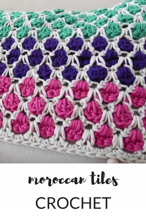 Moroccan Tile Stitch Crochet, Moroccan Crochet Blanket, Crochet Tiles, Moroccan Crochet, Crochet Tutorial For Beginners, Afghan Crochet Patterns Easy, Stitches Design, Crochet Hack, Beginner Crochet Tutorial