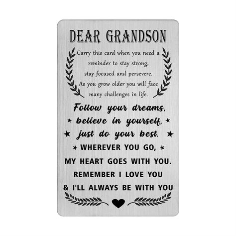 PRICES MAY VARY. Best Grandson Gifts from Grandma Grandpa - If you are looking for a way to express your love and let your grandson know how much he means to you, consider choosing this card with some lovely and meaningful words for grandson Grandson Birthday Gifts Card - Graduation gifts for grandson, special christmas card for grandson. The perfect present for grandson on Graduation, Birthday, Valentine's Day, Wedding Anniversary, Father's Day, Thanksgiving, Halloween, New Year's Eve, Christma Pointless Quotes, Grandson Graduation Gifts, I Love You Son, Grandpa Quotes, Grandson Birthday Cards, Birthday Cards For Niece, Sons Graduation, Nephew Gifts, Grandson Birthday