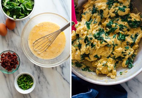 goat cheese spinach scrambled egg ingredients Best Scrambled Eggs Recipe, Eggs Goat Cheese, Scrambled Eggs Spinach, The Best Scrambled Eggs, Breakfast Bowl Egg, Spinach Goat Cheese, Best Scrambled Eggs, Eggs Spinach, Scrambled Eggs With Spinach